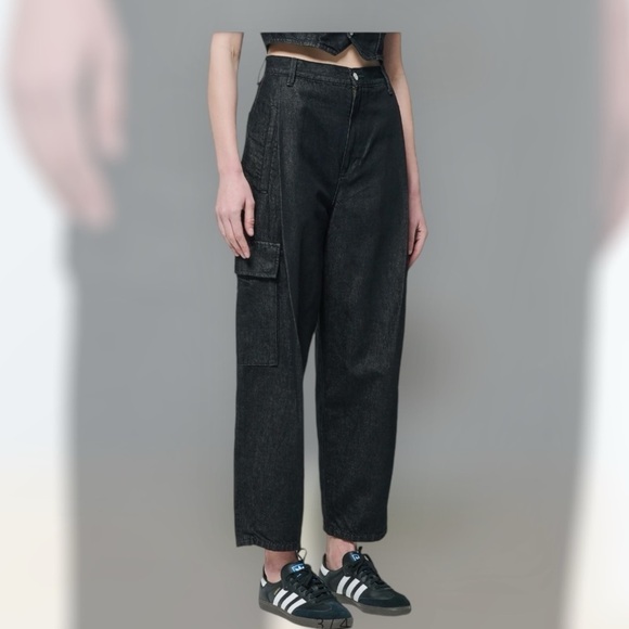 Etica Lewis High Waist Pleated Ankle Cargo Jeans - Picture 3 of 7
